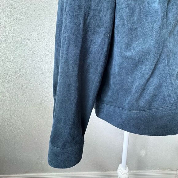 Ultra Suede Blue Jacket Military Style Long Sleeve - Picture 4 of 14